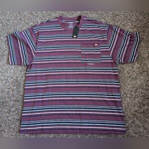 NWT Dickies Purple Striped Cotton Pocket Shirt Men's 2XL